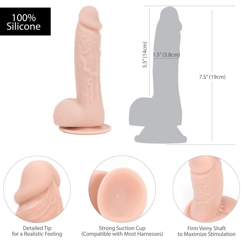 Addiction Mark 7.5" Dildo With Balls – Beige